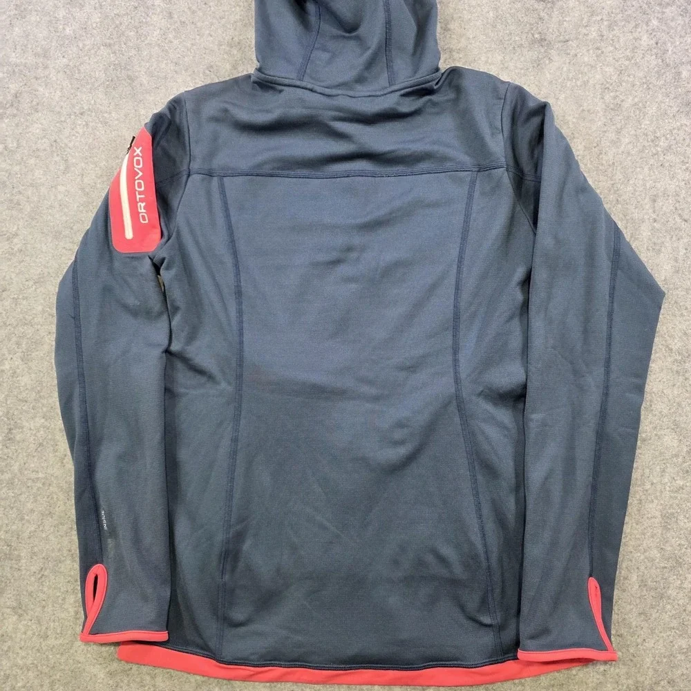 Ortovox Jacket Womens Large Blue Merino Fleece Hooded Full Zip Thumbholes - Picture 16 of 16
